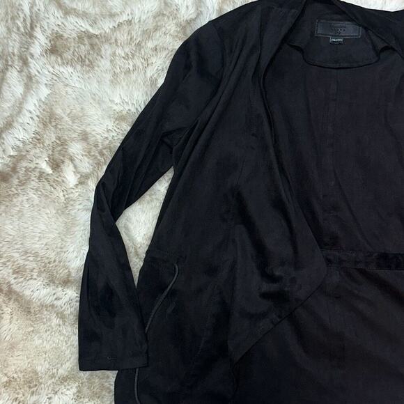 BLANKYC Suede Feel Black Draped Front Jacket | Sz S - Picture 6 of 7